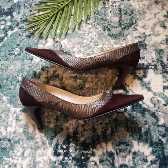 Brunomagli Dark Brown Pointy Toe Pumps Size 38 - Picture 9 of 13
